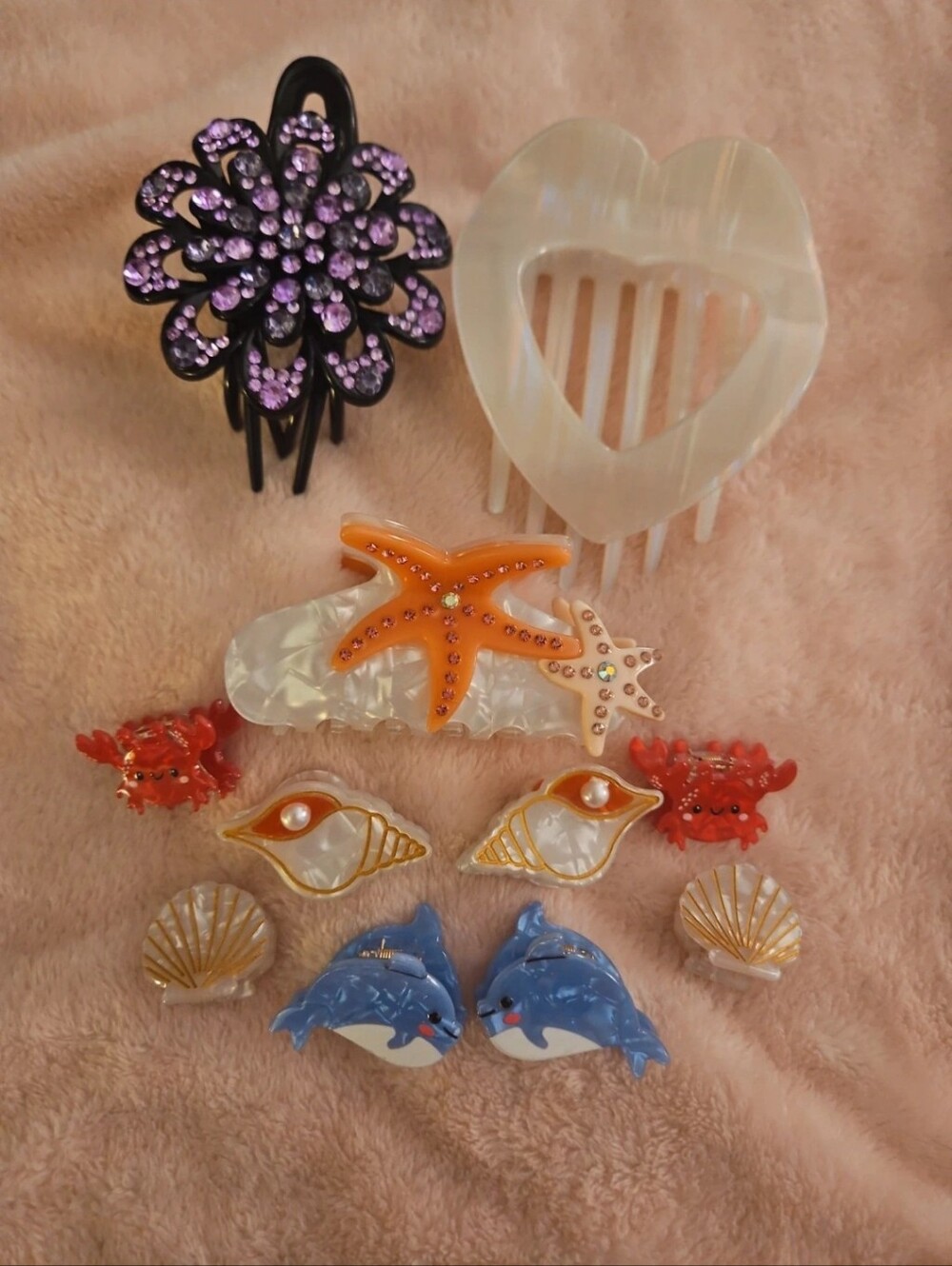 Massive 11-Piece Hair Clip Bundle | Ocean & Cute Aesthetic | NWOT